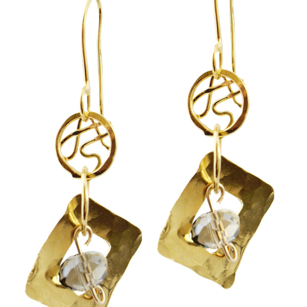 Square Earrings with Crystal image 0