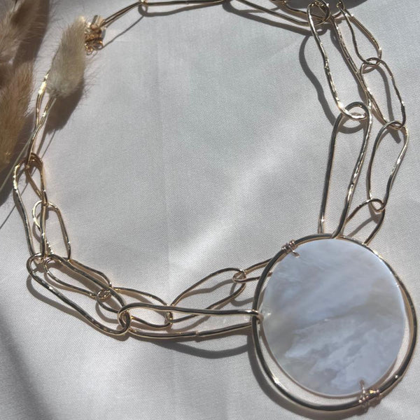 Double Oblong Necklace with Mother of Pearl