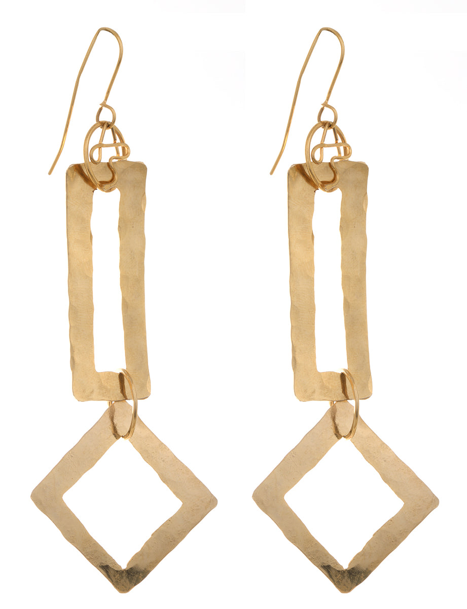 Long Rectangle with Square Earrings image 0