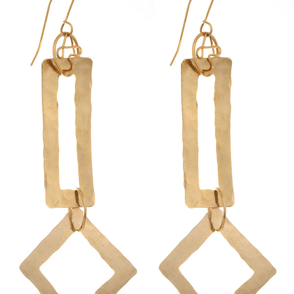 Long Rectangle with Square Earrings image 0