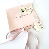 Butterfly Lariat Necklace with Birthstone and Swarovski Crystal Heart image