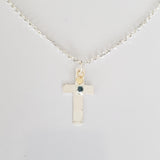 Cross with Tiny Gold Heart & Birthstone image 0